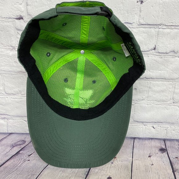 LANGARA Fishing Lodge Hat Cap Strap Back Green Long Bill Embroidered Polyester - Picture 7 of 9